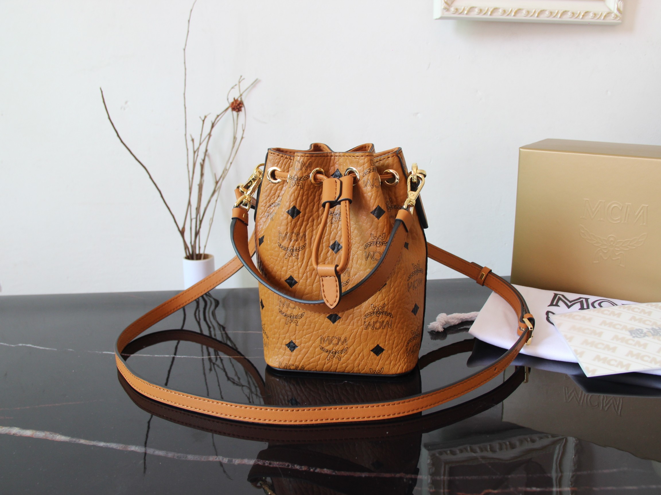 YSL MCM Mcm Panda Drawstring Bucket Bag
